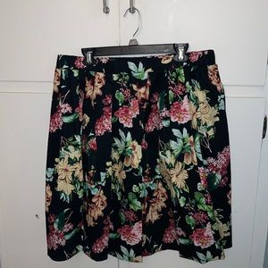 Midi Skater Skirt for Party, Floral (elastic Back)